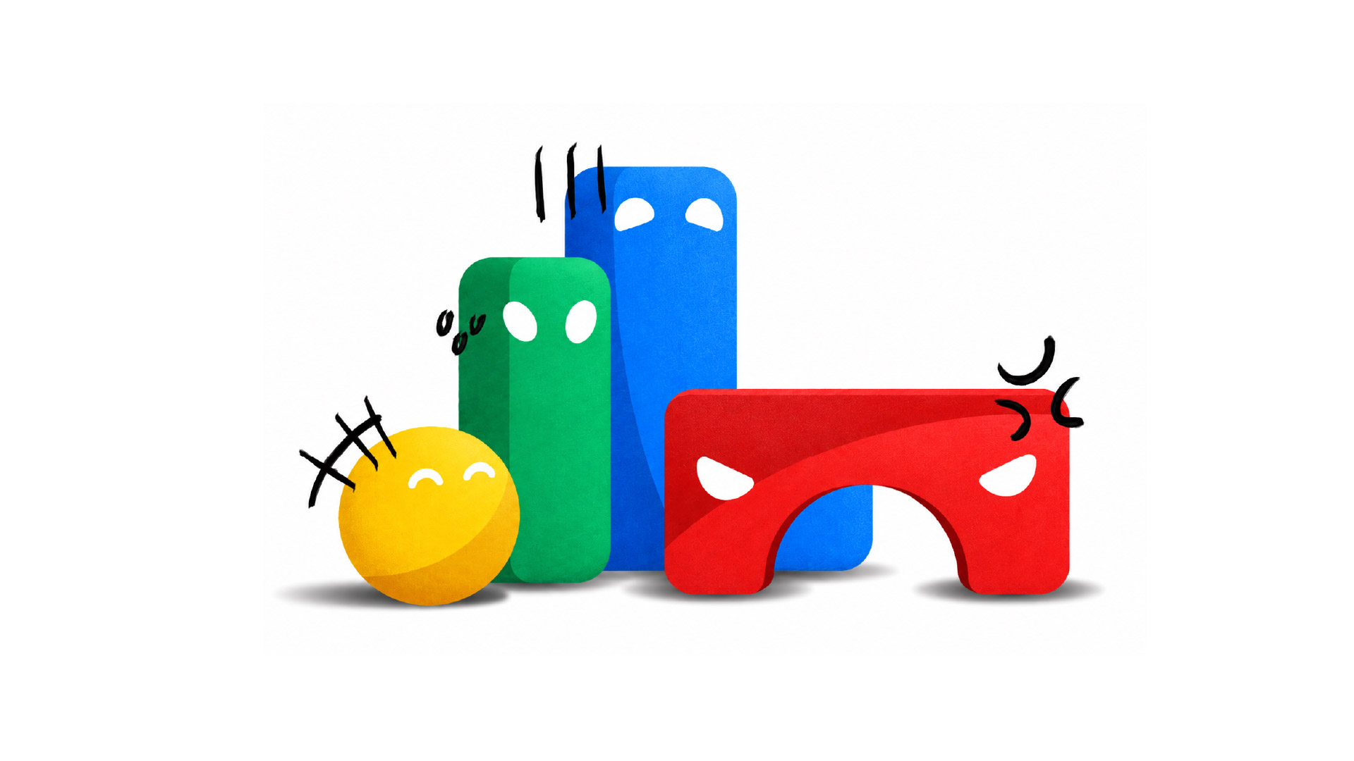 KaizenLab block characters — illustrated group with expressions