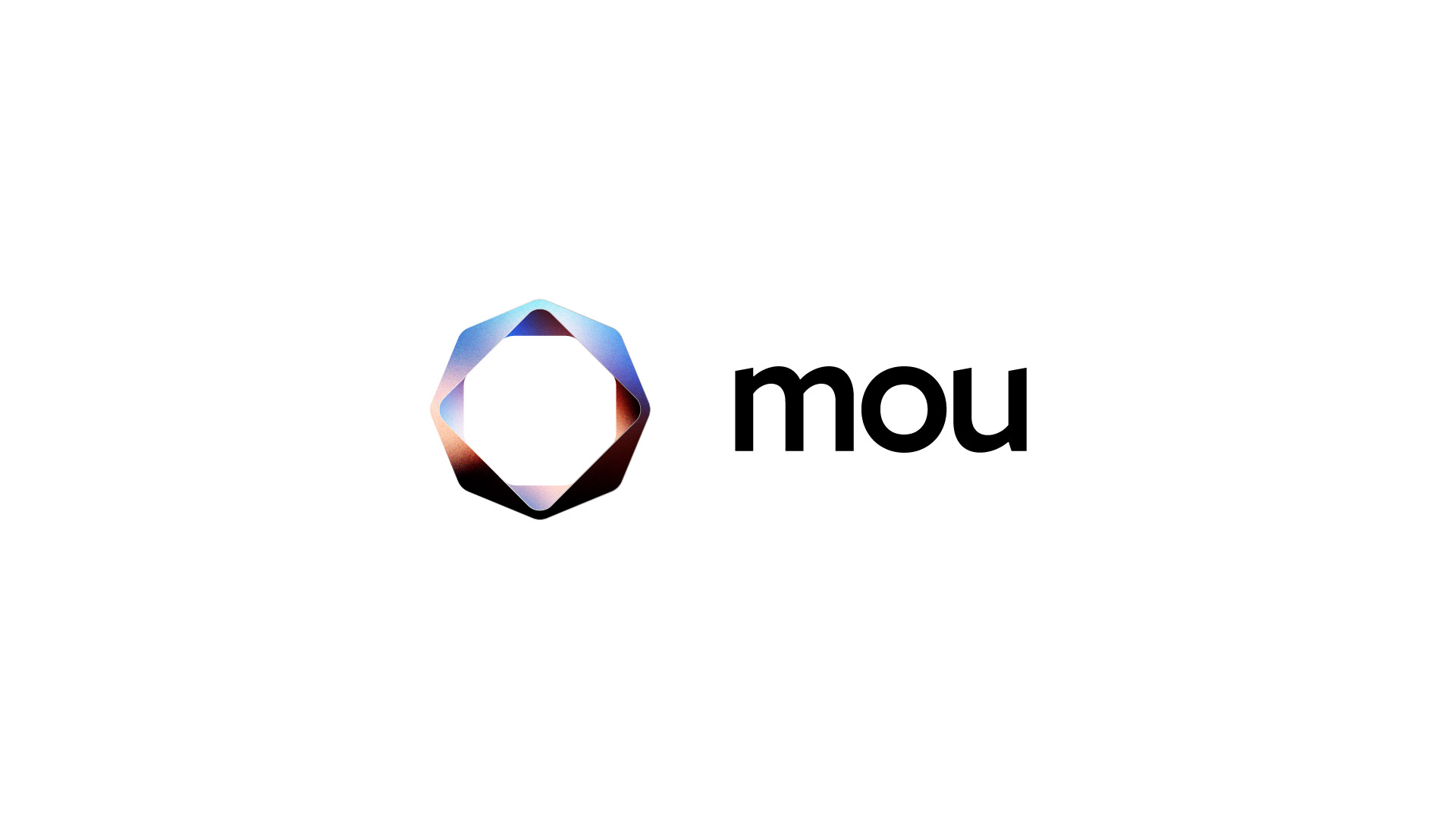 Mou chrome mark with logotype on white background