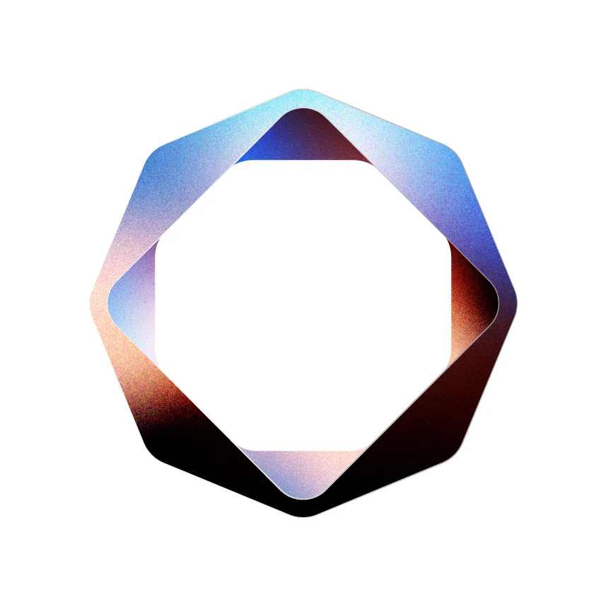 Mou logo mark — continuous folded ribbon, chrome gradient